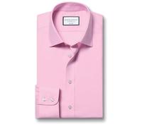 Charles Tyrwhitt Classic Collar Non-Iron Twill Cotton Formal Shirt - Pink Single Cuff Size 16.5/35
