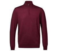 Charles Tyrwhitt Jumpers for Men - Burgundy Red Merino Wool 1/4 Zip Jumper - Machine Washable & Temperature Regulating Knitwear for Smart & Casual Wear