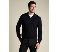 Charles Tyrwhitt Pure Cotton Textured Collared Neck Jumper Navy