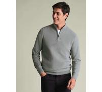 Charles Tyrwhitt Pure Cotton Textured Half Zip Jumper Light Grey