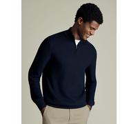 Charles Tyrwhitt Pure Cotton Textured Half-Zip Jumper Navy Mix