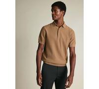 Charles Tyrwhitt Pure Cotton Textured Knitted Polo Shirt Camel