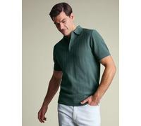 Charles Tyrwhitt Pure Cotton Textured Knitted Polo Shirt Teal Green