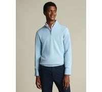 Charles Tyrwhitt Pure Extra Fine Merino Wool Half Zip Jumper Pale Blue