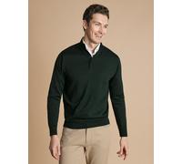 Charles Tyrwhitt Pure Merino Wool Button Neck Jumper Forest Green