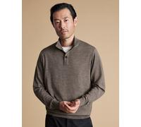 Charles Tyrwhitt Pure Merino Wool Button Neck Jumper Mocha