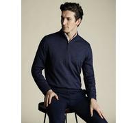Charles Tyrwhitt Pure Merino Wool Half Zip Jumper Dark Navy