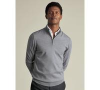 Charles Tyrwhitt Pure Merino Wool Half Zip Jumper Light Grey