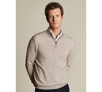 Charles Tyrwhitt Pure Merino Wool Half Zip Jumper Stone