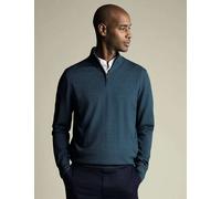 Charles Tyrwhitt Pure Wool Half Zip Jumper Dark Green