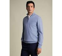 Charles Tyrwhitt Pure Wool Half Zip Jumper Light Blue