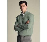 Charles Tyrwhitt Pure Wool Half Zip Jumper Light Teal