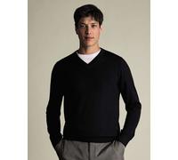 Charles Tyrwhitt Pure Wool V-Neck Jumper Black