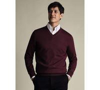 Charles Tyrwhitt Pure Wool V-Neck Jumper Burgundy