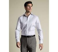Charles Tyrwhitt Slim Fit Non Iron Pure Cotton Textured Shirt Silver Grey