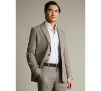 Charles Tyrwhitt Slim Fit Pure Linen Check Suit Jacket Brown Mix