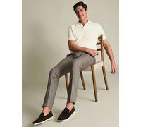 Charles Tyrwhitt Slim Fit Pure Linen Check Suit Trousers Brown