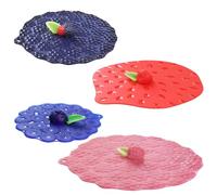 Charles Viancin - Berries Lid Gift-Box - Set of 4 Silicone Lids for Food Storage and Cooking - 11''/28cm + 9''/23cm + 8''/20cm + 4''/10cm - Airtight Seal on Any Smooth Rim Surface