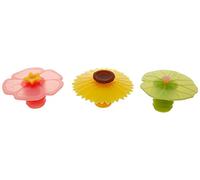 Charles Viancin #NA Wine Bottle Stopper-Lily Pad, Sunflower & Hibiscus, Silicone, Multi Color