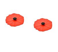 Charles Viancin - Set of 2 Poppy 4” Silicone Drink Covers - Airtight Seal on Any Smooth-Rimmed Glass, Keep Drinks Cool or Hot, Protect from Winged Pests - BPA-Free - Oven, Freezer, Dishwasher Safe