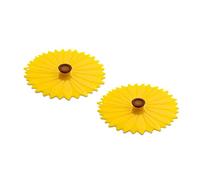 Charles Viancin - Set of 2 Sunflower 4” Silicone Drink Covers - Airtight Seal on Any Smooth-Rimmed Glass, Keep Drinks Cool or Hot, Protect from Winged Pests - BPA-Free - Oven, Freezer, Dishwasher Safe