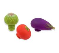 Charles Viancin Set of 3 Silicone Wine Stoppers, Vegetable - Tomato, Artichoke, and Eggplant