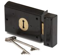 Charles Watson 100mm/4" Double Handed Rim Dead Lock Black Garden Shed Gate Lock