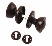 Charles Watson Brown Plastic Rim Mortice Door Knob Set 60mm For Shed And Gates