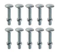 Charles Watson M6 x 55mm Cup Square Bolts & Hex Nuts, Pack of 10 | Corrosion-resistant steel carriage bolts resist rotation after fixing, securing indoor and outdoor hardware assemblies.