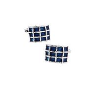 Charles William Blue Silver Criss Cross Cufflinks Novelty Pattern Shirt Cuff Links
