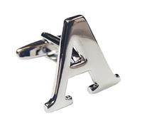 Charles William Fashion Single Letter A Alphabet Initial Cufflink Formal Business Mix & Match Silver Letter Cufflinks