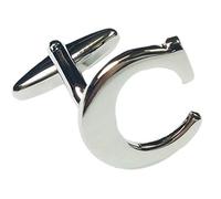 Charles William Fashion Single Letter C Alphabet Initial Cufflink Formal Business Mix & Match Silver Letter Cufflinks