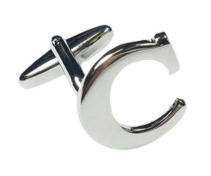 Charles William Fashion Single Letter C Alphabet Initial Cufflink Formal Business Mix & Match Silver Letter Cufflinks
