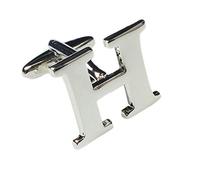 Charles William Fashion Single Letter H Alphabet Initial Cufflink Formal Business Mix & Match Silver Letter Cufflinks