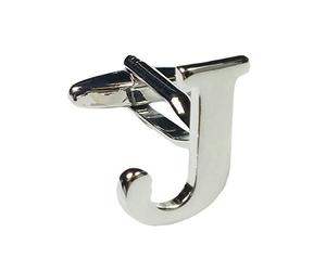 Charles William Fashion Single Letter J Alphabet Initial Cufflink Formal Business Mix & Match Silver Letter Cufflinks