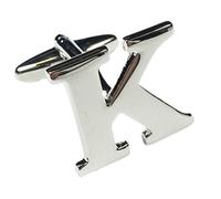 Charles William Fashion Single Letter K Alphabet Initial Cufflink Formal Business Mix & Match Silver Letter Cufflinks