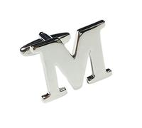 Charles William Fashion Single Letter M Alphabet Initial Cufflink Formal Business Mix & Match Silver Letter Cufflinks