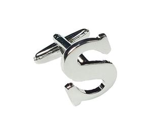 Charles William Fashion Single Letter S Alphabet Initial Cufflink Formal Business Mix & Match Silver Letter Cufflinks