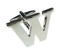 Charles William Fashion Single Letter W Alphabet Initial Cufflink Formal Business Mix & Match Silver Letter Cufflinks