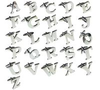 Charles William Men's English Alphabet Initial Cufflinks Mix & Match Letters in Silver | Size: R Charles William Silver R