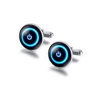 Charles William Men's Novelty Cufflinks in Design of Computer or Tablet Power Button in Blue Charles William Blue One Size