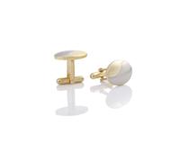 Charles William Men's Oval Cufflinks in Gold & Silver Combo with Twirl Design Charles William Silver One Size