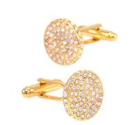 Charles William Men's Premium Round Gold Cufflinks With Encrusted Clear Stones Charles William Gold One Size