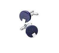 Charles William Men's Round Sparkle Glitter Dots Blue & Silver Cufflinks in Dark Blue Charles William Dark Blue One Size