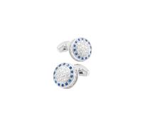 Charles William Men's Royal Circle Blue Silver Cufflinks Fit For a King Charles William Silver One Size