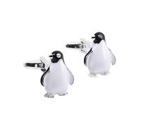 Charles William Novelty Cute Penguin Black White Silver Pair Of Cufflinks