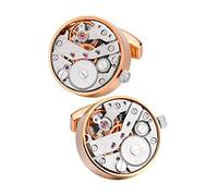 Charles William Rose Gold Working Watch Movement Steampunk Cufflinks Vintage Skeleton