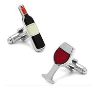 Charles William Silver Red Wine Glass Cufflinks Restaurant Drink Liquor Cocktail Drunk Pub