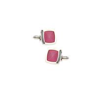 Charles William Square Elegant Silver & Pink Cufflinks Charles William Pink One Size