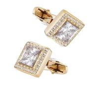Charles William Stunning Square Gold Cufflinks with Stone Elements